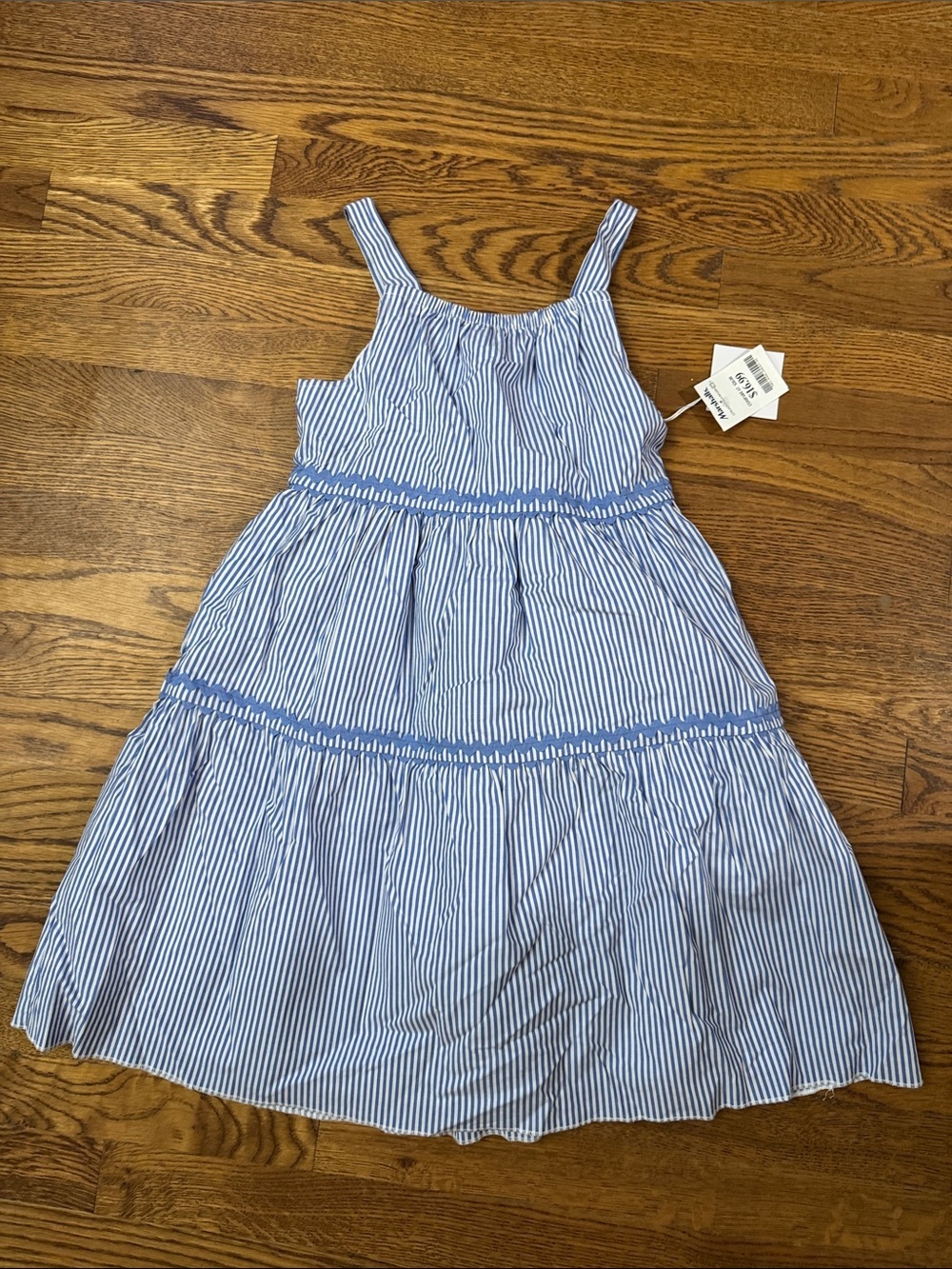 btween Blue and White Striped Tiered Sundress